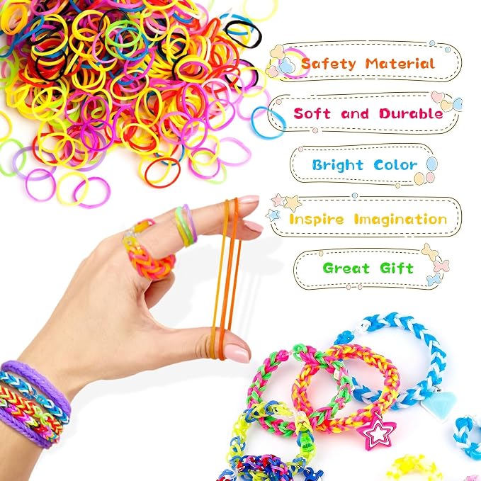 3000+ Rubber Band Bracelet Kit, Colorful Loom Bracelet Making Kit - Image 4