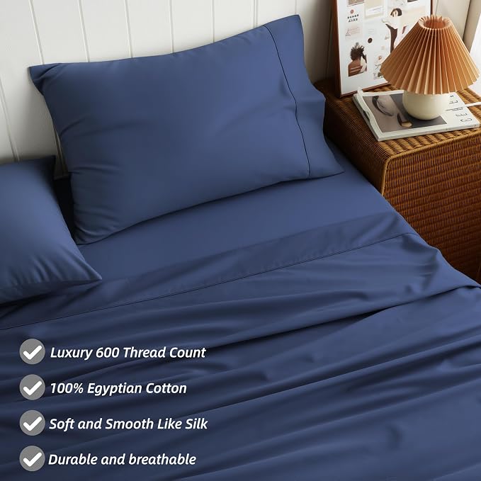 Cotton Flat Sheets Only, 600 TC 100% Cotton Flat Sheet Top Sheet Only, King - Image 2