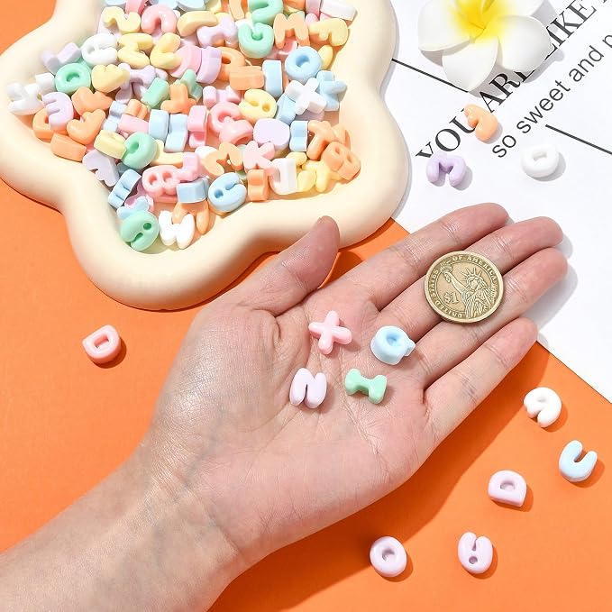 DanLingJewelry 200Pcs Mixed Styles Letter Cabochon Opaque Resin Alphabet - Image 4