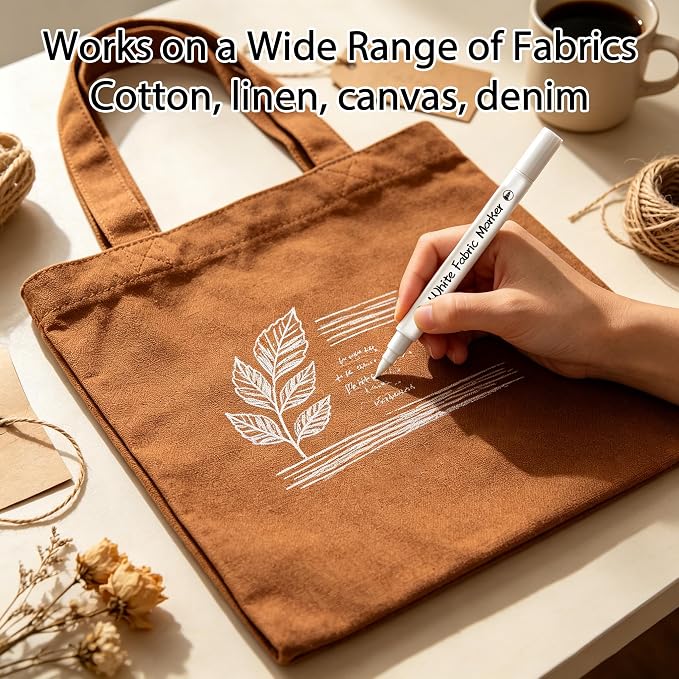 White Fabric Markers for Clothes 6PCS, Dual-Tip Fabric Permanent Paint Pens - Image 5