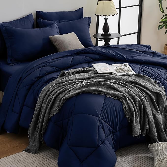 HEVUMYI Navy Blue Twin Comforter Set by HEVUMYI