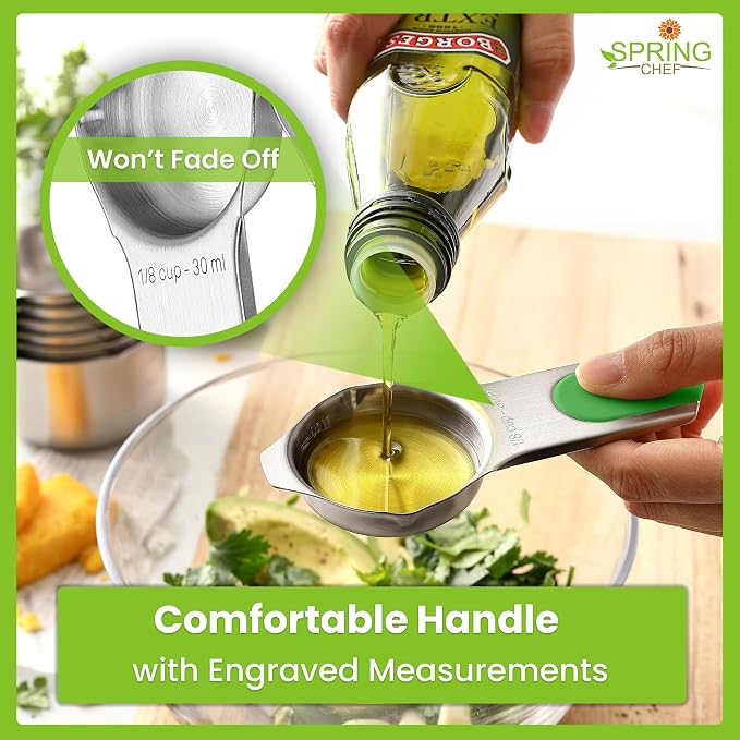 Spring Chef Magnetic Measuring Cups & Spoons Set of 15, Neon | Stackable - Image 5