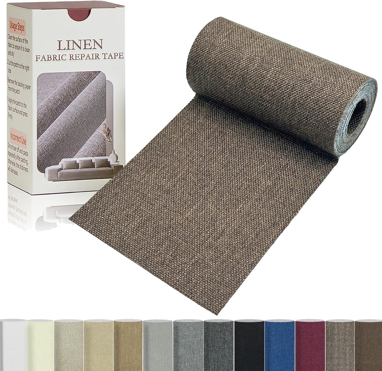 Linen Repair Tape 4x70 Inch Self-Adhesive Couch Patch Repair Fabric Patch for Furniture,Sofas,Cushion,Chairs,Bags,Linen Goods(Coffee)