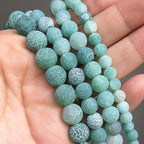 60pcs Natural Matte Green Oxidized Gemstone Beads，6mm Frosted Round Loose Stone - Image 3