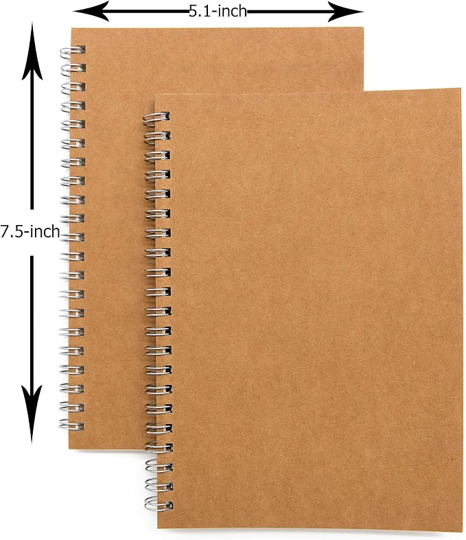 Soft Cover Spiral Notebook Journal 2-Pack, Blank Sketch Book Pad, Wirebound - Image 2