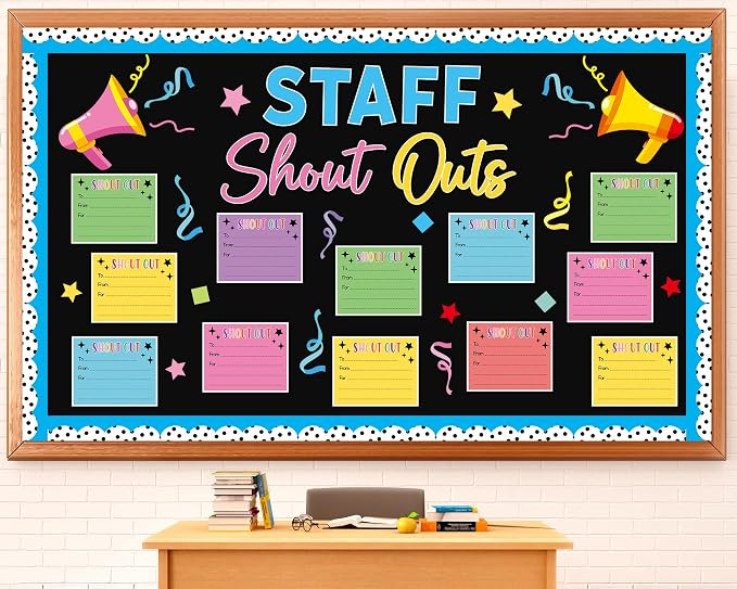 Staff Shout Outs Bulletin Board Decorations Colorful Back to School Bulletin by Naozinebi