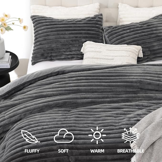 Smoofy Fluffy Full Size Comforter Sets 3 Pieces - Image 2