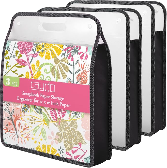 Caydo Scrapbook Paper Organizer, 3 Pack Expanding Paper Folio by Caydo