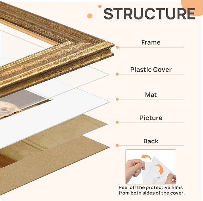 upsimples 8x10 Picture Frame, Vintage Frames Decor, Wall or Tabletop Display - Image 3