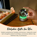 IFOLAINA 3D Dolphin Crystal Ball Night Lights Dolphin Lovers Gifts | Dolphin - Image 3