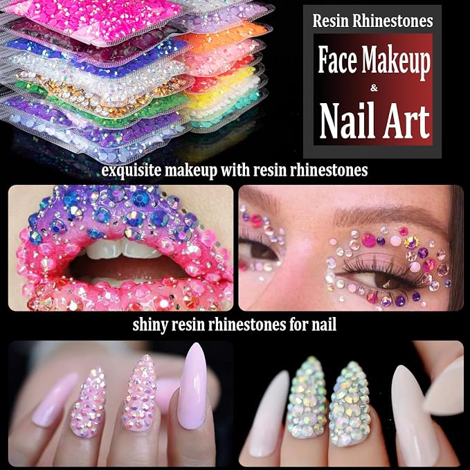 5000pcs 3mm Resin Rhinestones Bulk, Sky Blue AB Flatback Round Jelly - Image 7