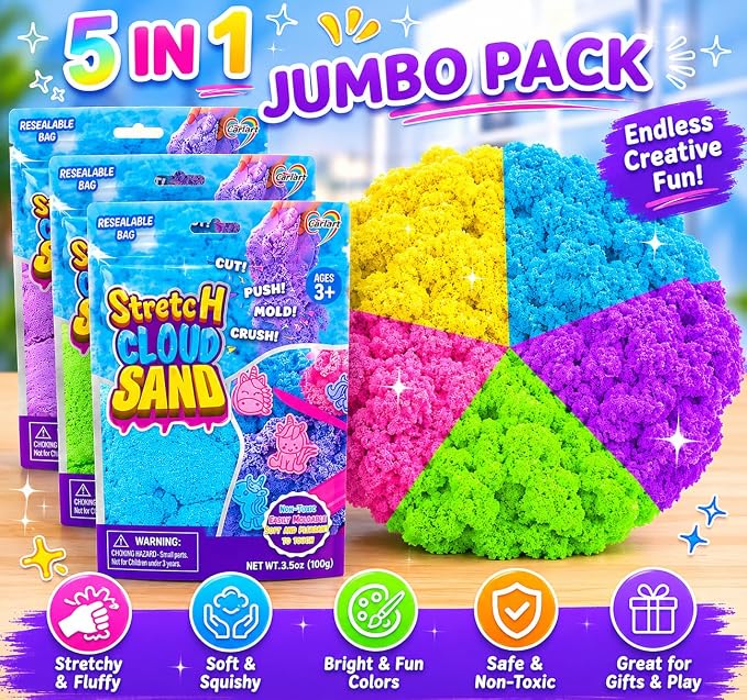 Carolart Stretchy Sensory Sand, Soft Cloud Sand, Play Sand Refill - Image 6