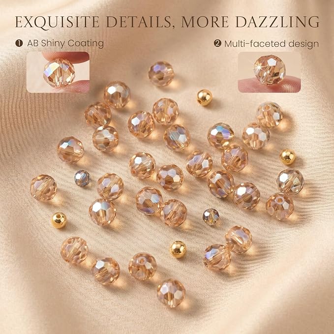 1000Pcs Glass Beads for Jewelry Making, 4/6/8/10mm Bracelet Making Kit | - Image 4