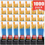 Acrylic Paint Brush Set, 100 Packs / 1000 pcs Nylon Hair Brushes by AROIC