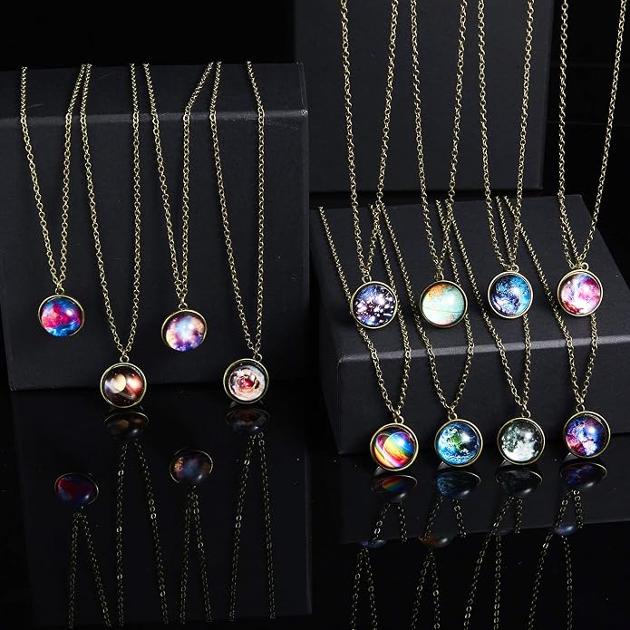 Yocoyee Galaxy Planet Pendant Necklace Glow in Dark Double Side Glass Crystal - Image 3