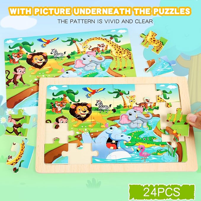 Puzzles for Kids Ages 4-6, 4 Packs 24 Piece Wooden Jigsaw Puzzle for Toddlers - Image 8