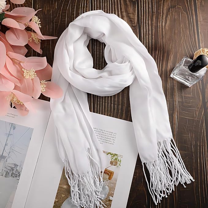 Suhine 6 Pcs Blank White Cotton Scarf to Tie Dye, Full Cotton Scarf Bikini - Image 4