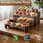 2 Set Wooden Cupcake Stand for Decor, 4 Tiered Stackable Display Risers - Image 2