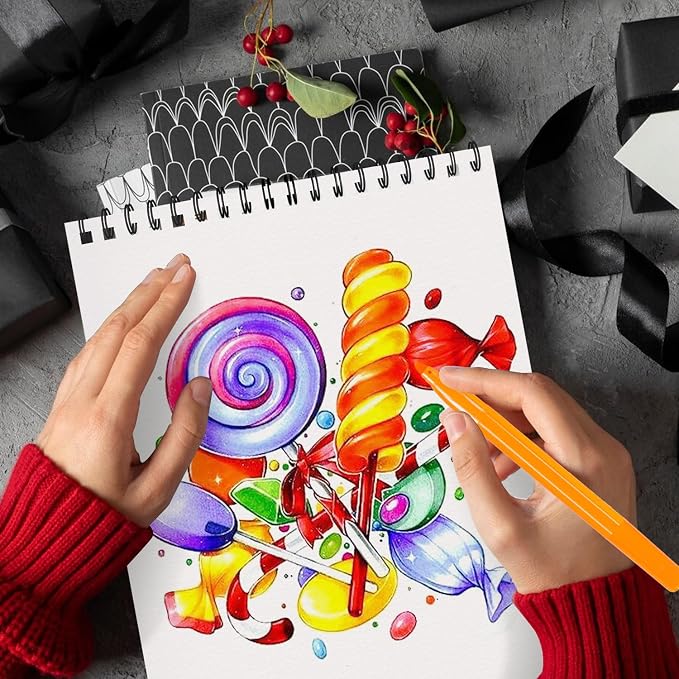 OSIMIG 5 Pack Sketch Book 8.5" x 11" Set, Top Spiral Bound Sketch Pad 150 Sheet - Image 8