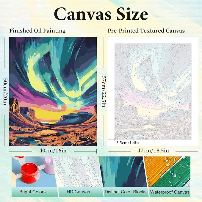 Paint by Numbers Kit for Adults, Aurora DIY Painting Kit, 16x20 Inch | Night - Image 3