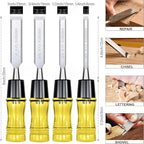 GREBSTK 4-Piece Ultra-Sharp Wood Chisel Set, CR-V Steel Beveled Blades - Image 2