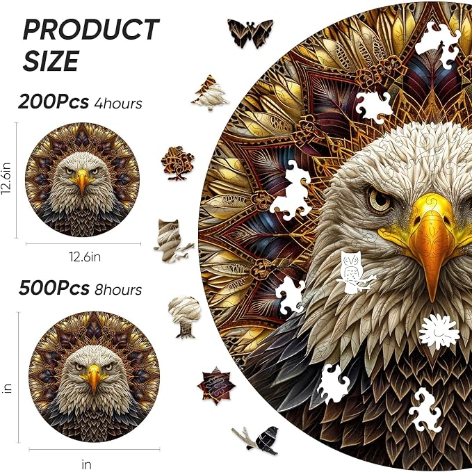 Reouinty Wooden Puzzle for Adults 300 Pieces, Bald Eagle Jigsaw Puzzles for - Image 3