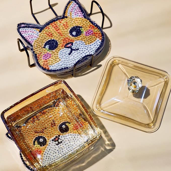 EWJRNSF 8 PCS Diamond Art Coasters Kit, Small Diamond Painting Coasters - Image 4