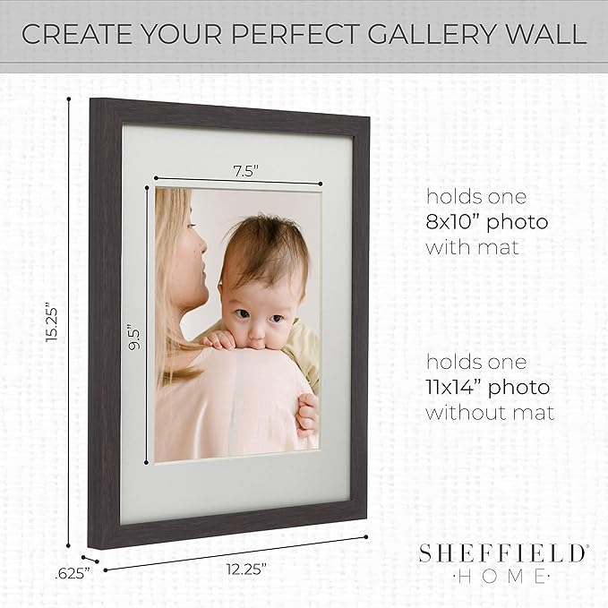 Sheffield Home 9 Piece Gallery Wall Frame Set, 11x14 Inch, Dark Oak - Image 3