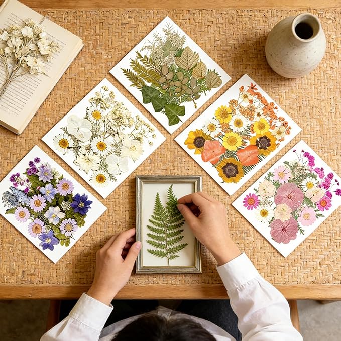 110Pcs Dried Flowers for Crafts, Real Pressed Flowers Dry Leaves Bulk Natural - Image 7