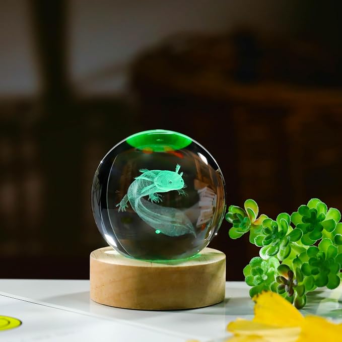 3D Axolotl Gifts for Women Crystals Ball 60mm- Axolotl Figurines Decor Glass - Image 5