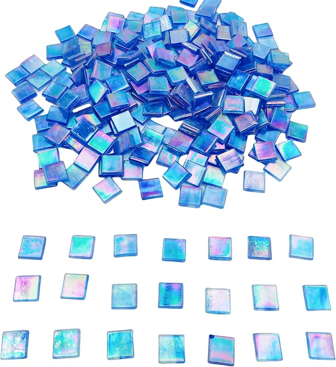 1.1 LB Ice Jade Mosaic Tiles, 0.59“ Square Glass Mosaic Pieces - Image 4