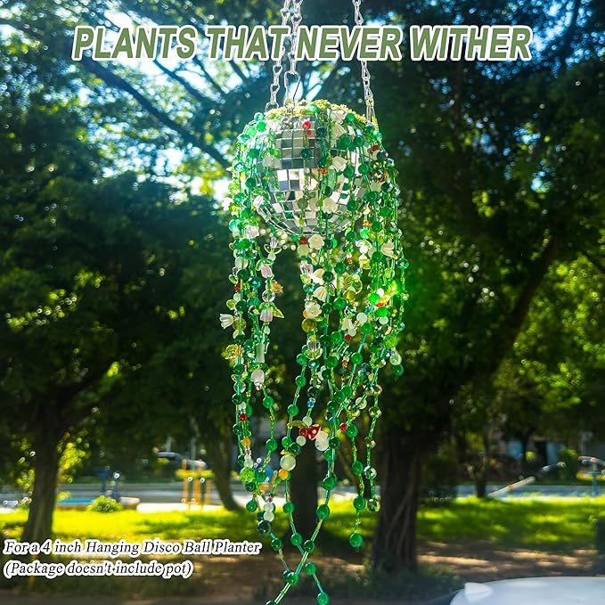 Green Glass Beaded Plant Kit, Forever Plant Beaded Leaf Flower Beads - Image 2