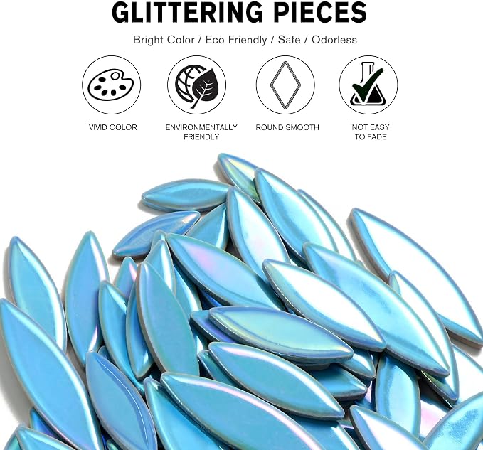 Yoption Petal Mosaic Tiles for Crafts, 200g Flower Leaf Ceramic Tiles Pieces - Image 4