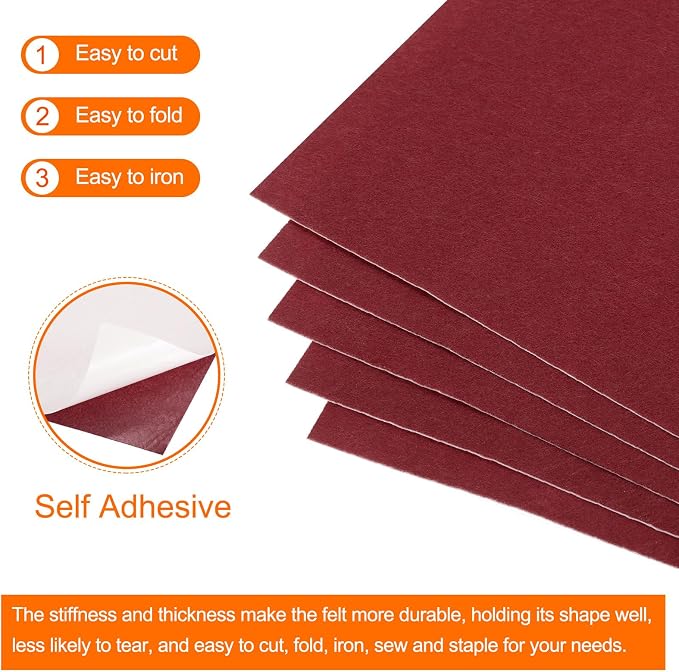 MECCANIXITY Adhesive Felt Sheets, Felt Fabric Crafts Back Adhesive Felt Sheets - Image 4