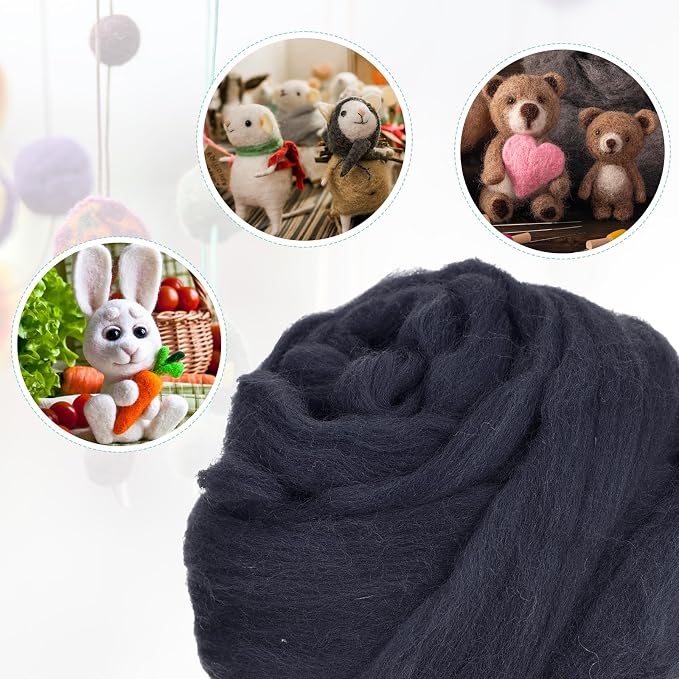 uxcell Needle Felting Wool, 8.5 Oz Nature Fibre Wool Yarn Roving - Image 4
