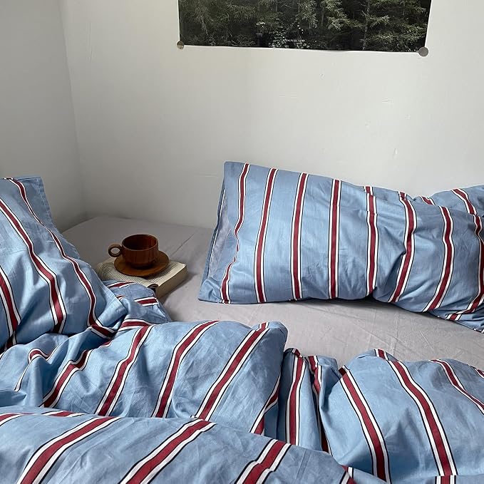 mixinni Vintage Striped Blue Duvet Cover Twin XL - Image 7