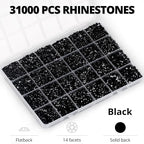 33000Pcs Black Rhinestones for Bedazzling, Different Size 2, 6mm Flatback Gems - Image 3