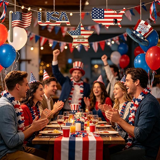 30Pcs Patriotic July of 4th Independence Day Unfinished Wooden Gift Ornaments - Image 6