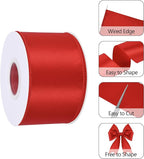 Red 2.5 Inch Continuous 25 Yards Satin Wired Ribbon - Image 3