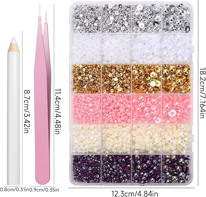 9000Pcs 3-8mm Silver Gold White Flatback Pearls - Image 4