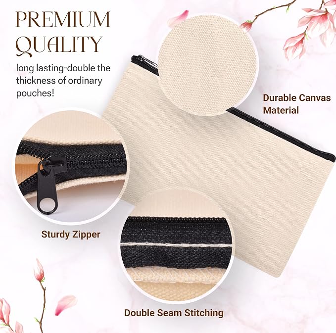 80 PCs Blank canvas Zipper Pouch, Makeup Bags Bulk Pencil Pouch - Image 5