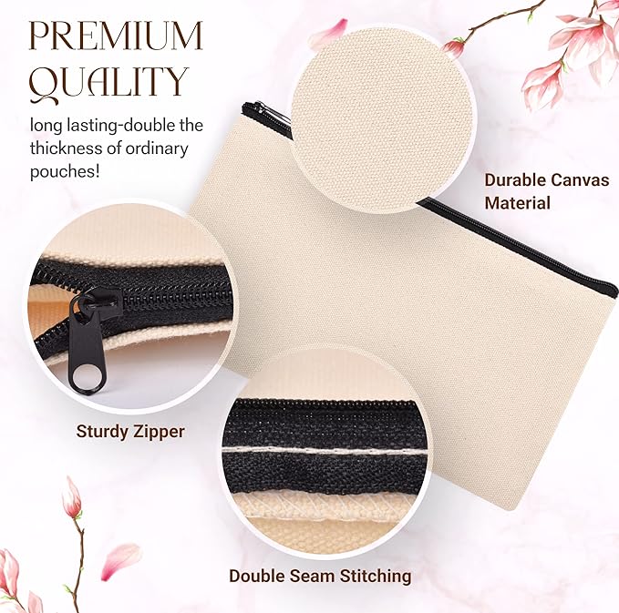 20 PCs Blank canvas Zipper Pouch, Makeup Bags Bulk Pencil Pouch - Image 5
