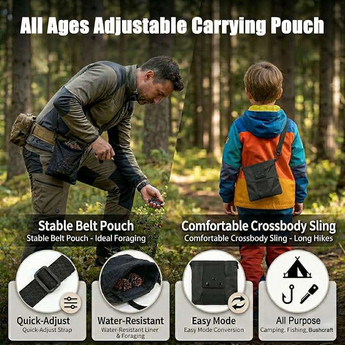 Rock Collecting Bag Foraging Pouch: Belt-to-Sling Convertible Mesh Bag | - Image 6