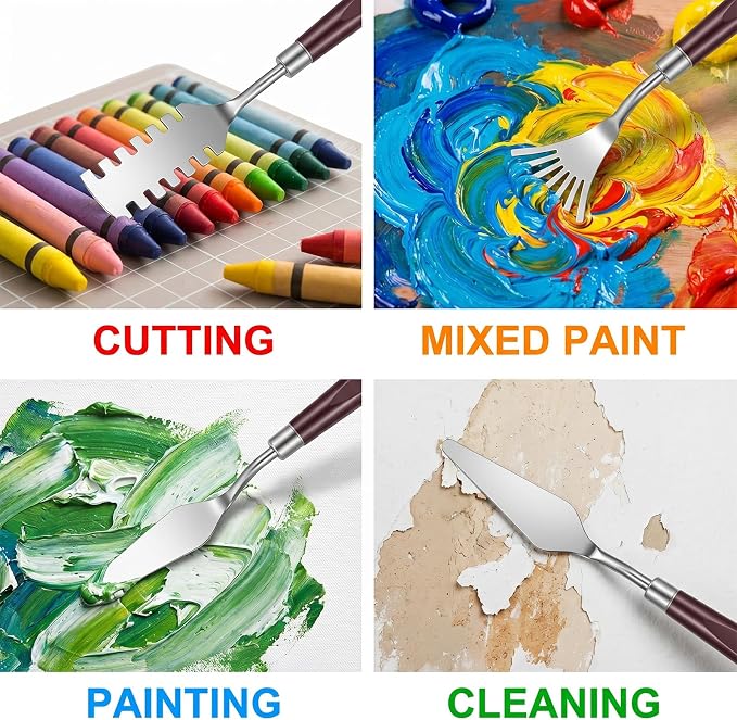 27Pcs Palette Knife with 6 Pcs Plastic Scrapers, 401 Stainless Steel Spatula - Image 7
