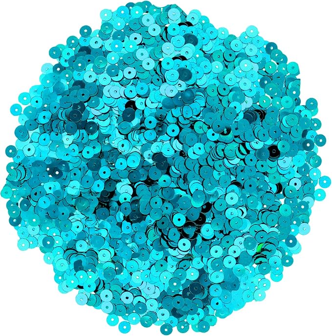 Mandala Crafts 6mm Flat Round Teal Sequins - Image 2