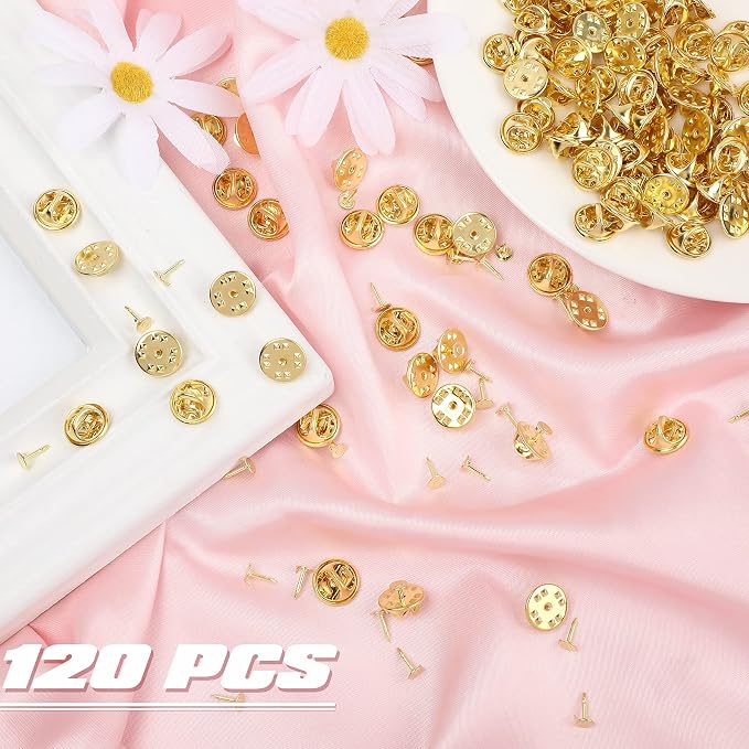 JANYUN 120 Pairs Butterfly Clutch Tie Tacks Safty Secure Pin Back | Gold Holder - Image 4