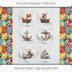 Patchwork Boat Cotton Fabric Panel – Six 10×10 inch Designs + Bonus 29.5×19.6 - Image 5