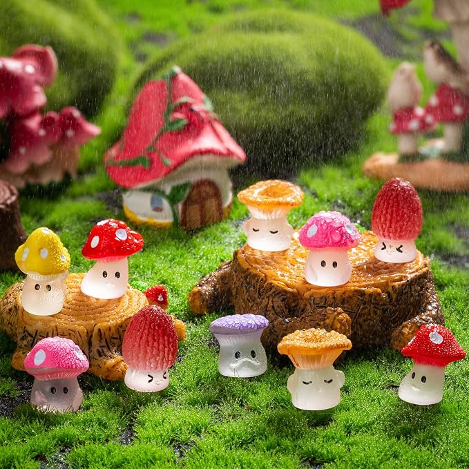24pcs Mini Mushrooms Cute Resin Tiny Mushrooms Statue Fake Miniature Mushroom - Image 3