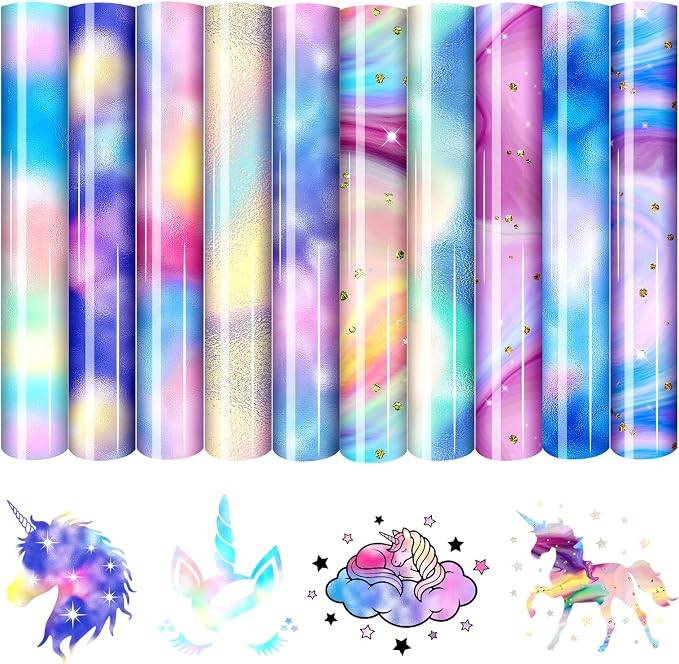 HTVSTD Holographic HTV Heat Transfer Vinyl 10pcs 12×10in Iron on Vinyl | by CraftingEveryday