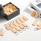 OMTech Wooden Keychain Blanks, Wood Key Chain Bulk, Unfinished Wooden Key Rings - Image 7